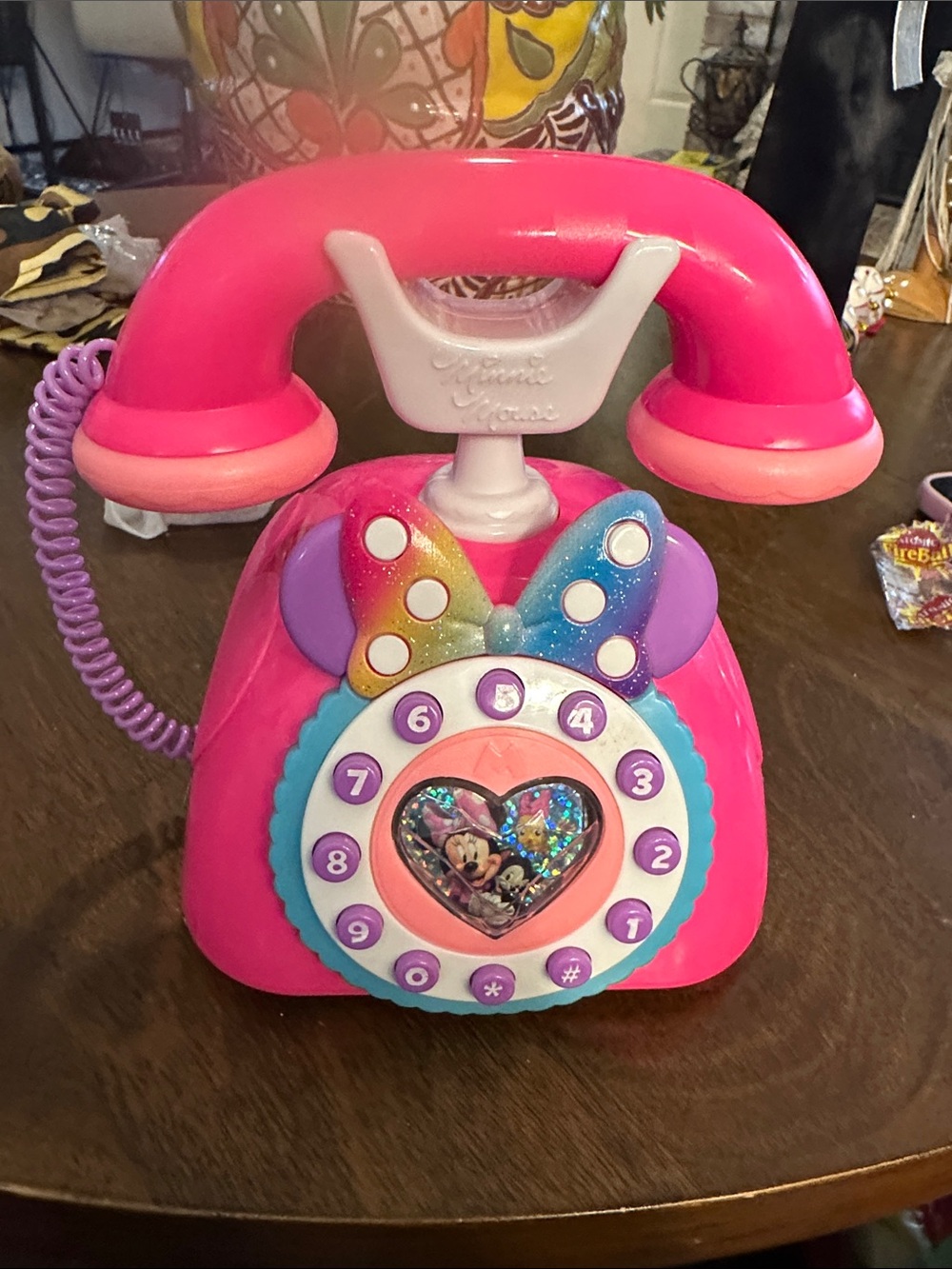 Disney Pink Purple Rainbow Minnie Mouse Toy Phone